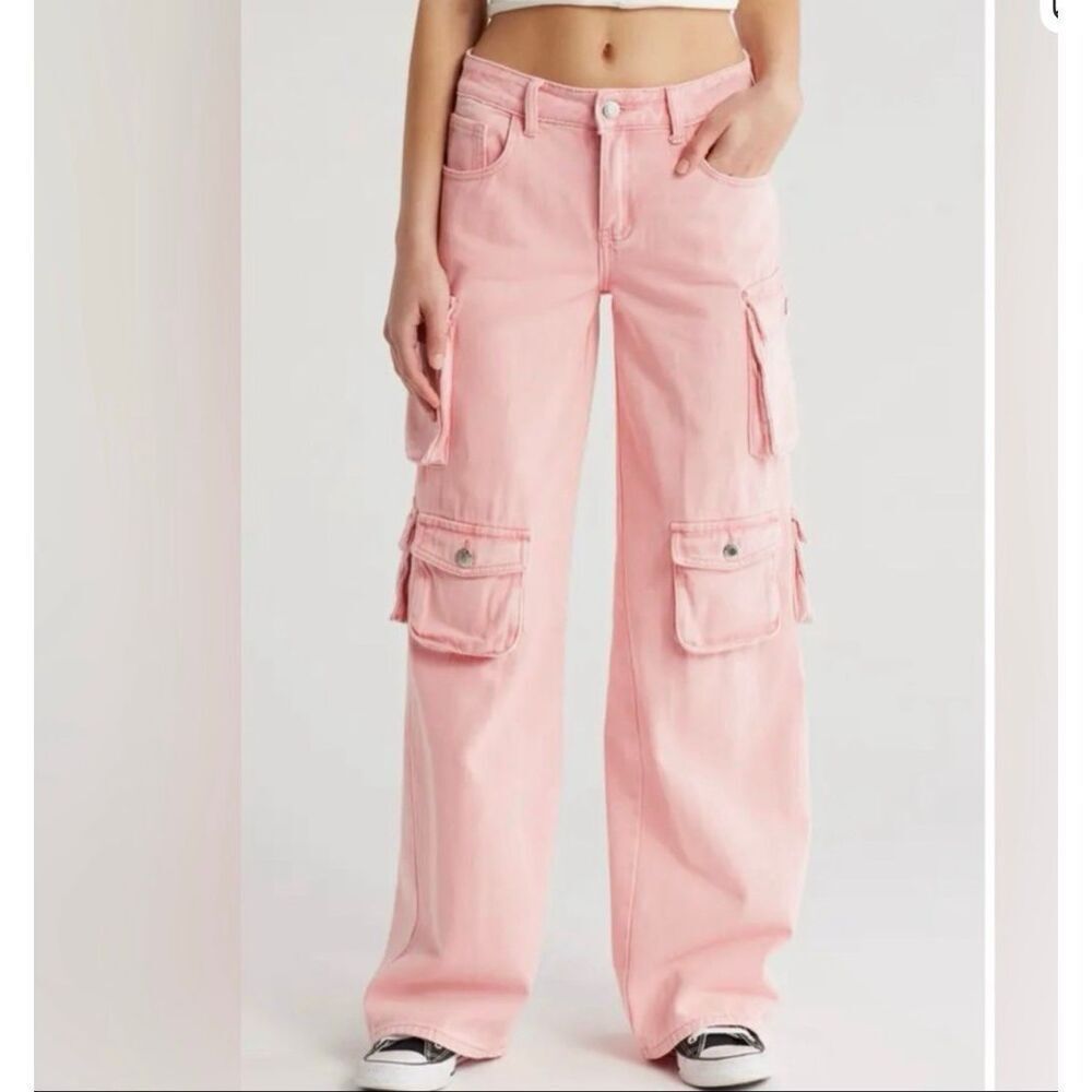 Flying Angel High-Rise Pink Baggy Denim Cargo Jeans Size 9/29